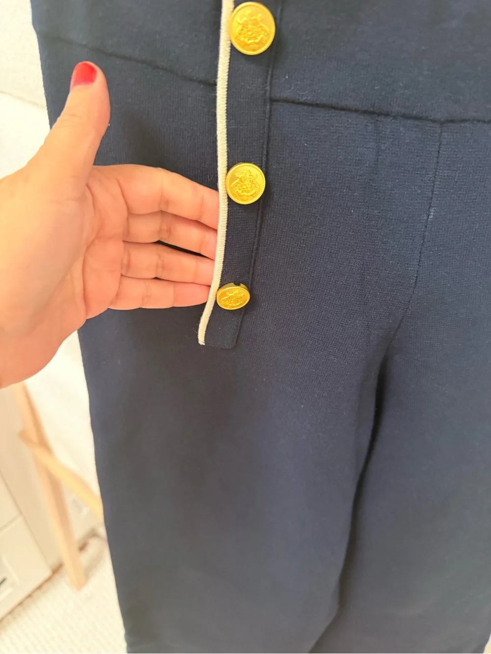 J. Crew Navy Sailor Wide-Leg Pants with Gold Buttons